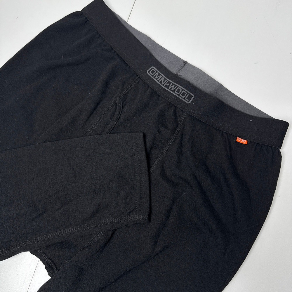 Omni-Wool Mens Black Thermal Base Layer Pants Wool Blend Leggings Size XL